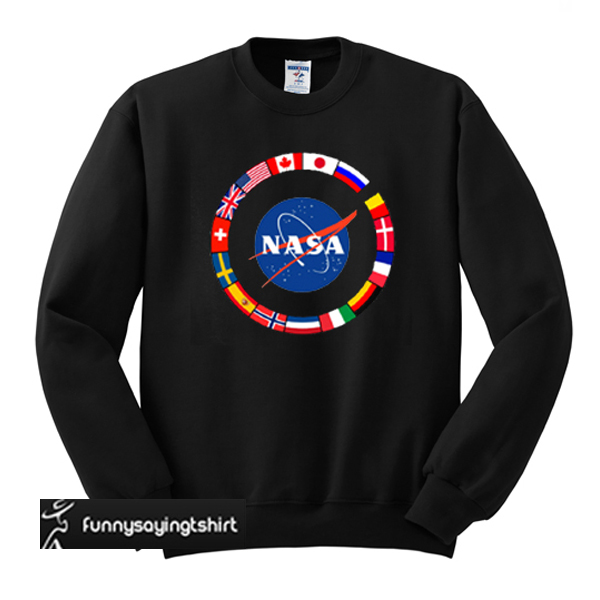 nasa sweatshirt with flags