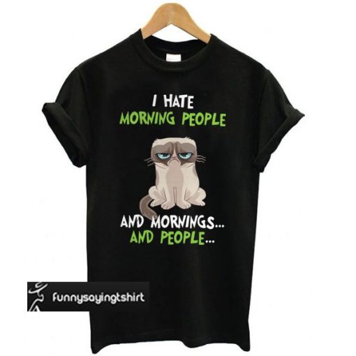 Grumpy cat I hate morning people and mornings and people t shirt ...