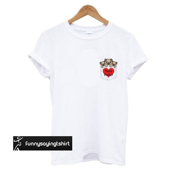 puppy in pocket t shirt